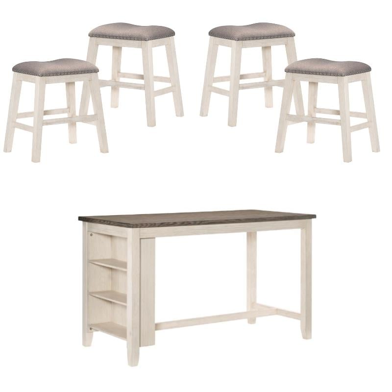 Home Square 5-Piece Set with 4 Counter Height Stools & Dining Table in Gray