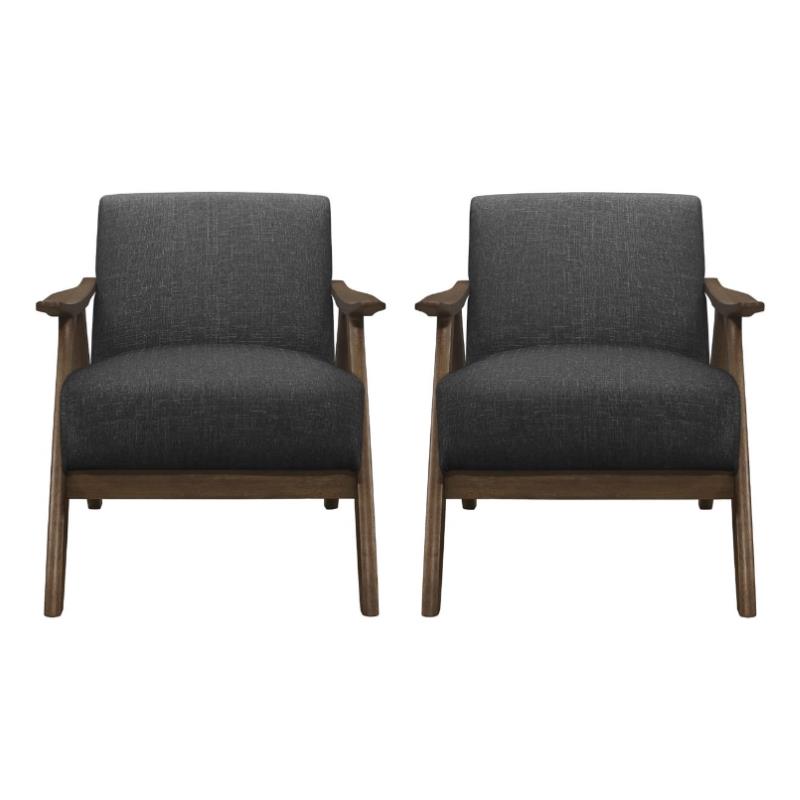 Home Square Fabric Upholstered Accent Chair in Dark Gray - Set of 2