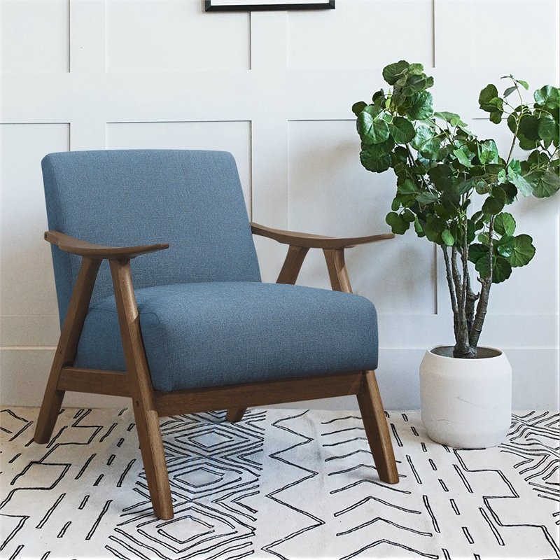 Home Square Upholstered Accent Chair in Blue Finish - Set of 2