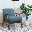 Home Square Upholstered Accent Chair in Blue Finish - Set of 2
