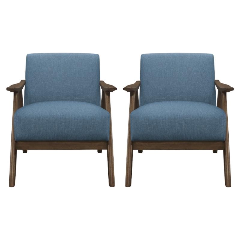 Home Square Upholstered Accent Chair in Blue Finish - Set of 2