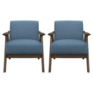 Home Square Upholstered Accent Chair in Blue Finish - Set of 2