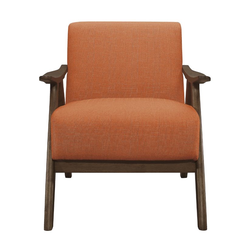 Home Square Upholstered Accent Chair in Orange Finish - Set of 2