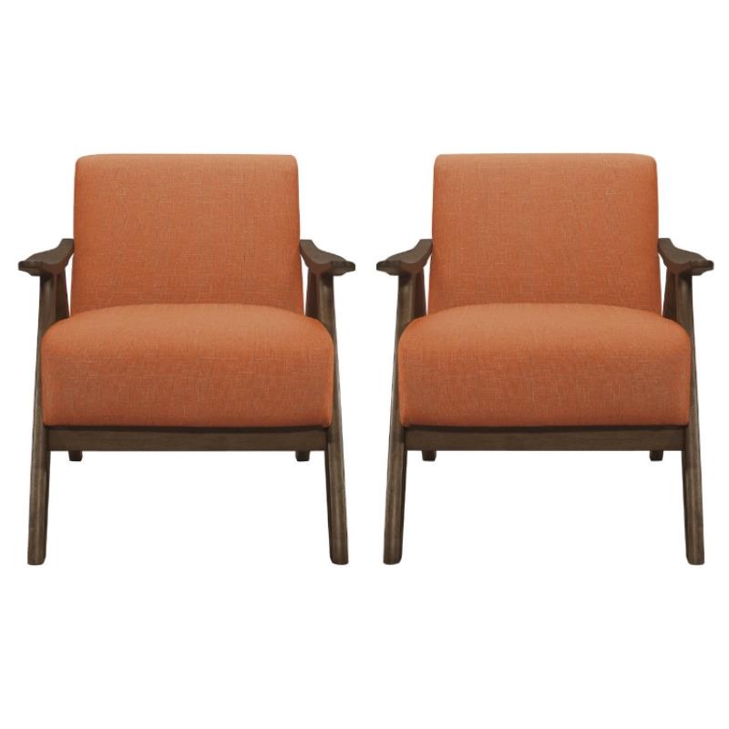 Home Square Upholstered Accent Chair in Orange Finish - Set of 2