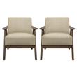 Home Square Upholstered Accent Chair in Light Brown Finish - Set of 2