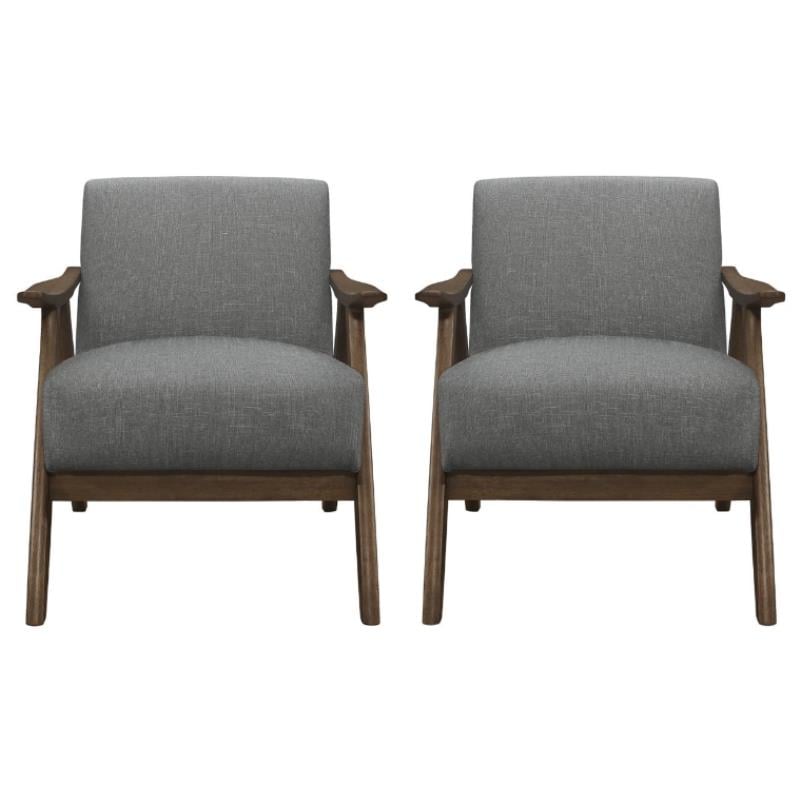 Home Square Upholstered Accent Chair in Gray Finish - Set of 2