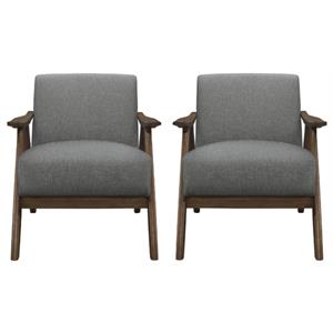 Home Square Upholstered Accent Chair in Gray Finish - Set of 2