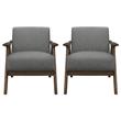 Home Square Upholstered Accent Chair in Gray Finish - Set of 2