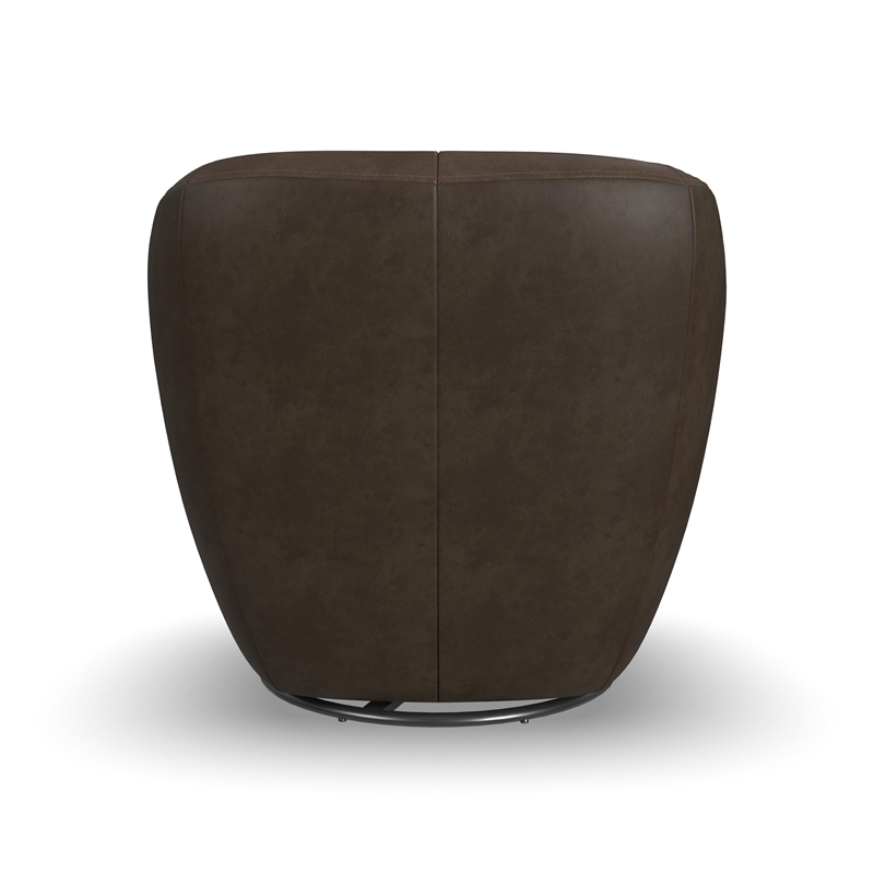 Home Square Leather Swivel Chair in Medium Brown Finish - Set of 2