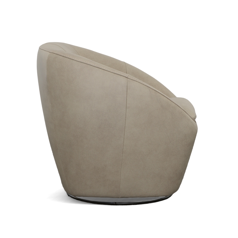 Home Square Leather Swivel Accent Chair in Beige Finish - Set of 2