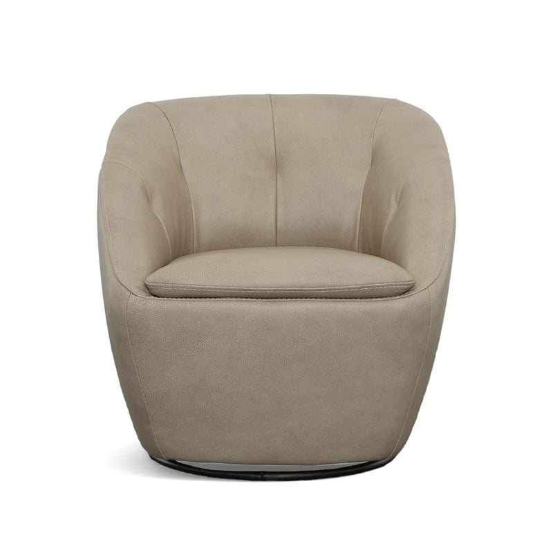 Home Square Leather Swivel Accent Chair in Beige Finish - Set of 2