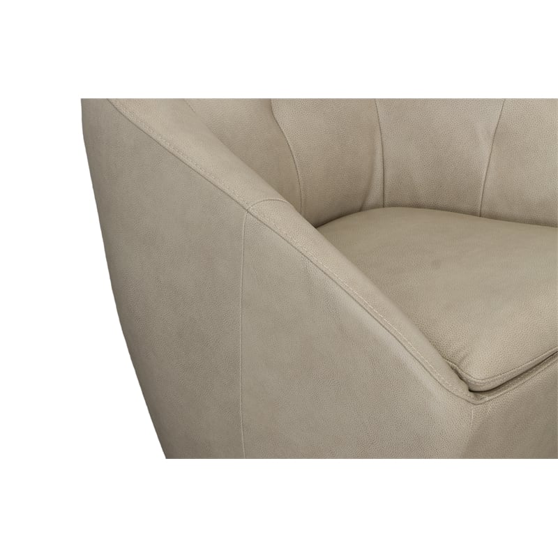 Home Square Leather Swivel Accent Chair in Beige Finish - Set of 2