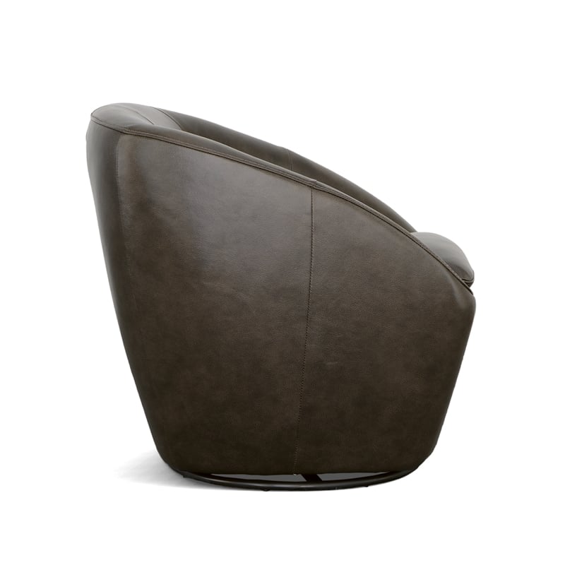 Home Square Leather Swivel Chair in Dark Brown Finish - Set of 2