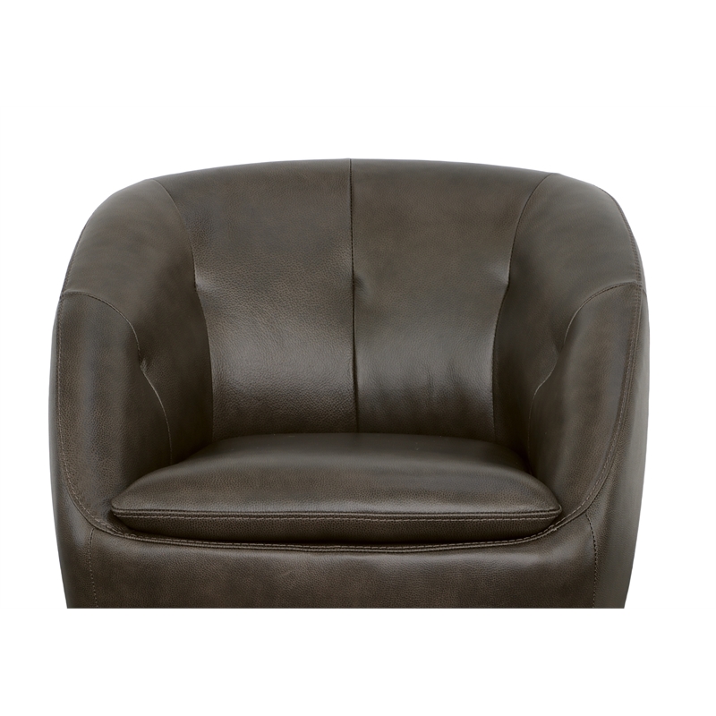Home Square Leather Swivel Chair in Dark Brown Finish - Set of 2