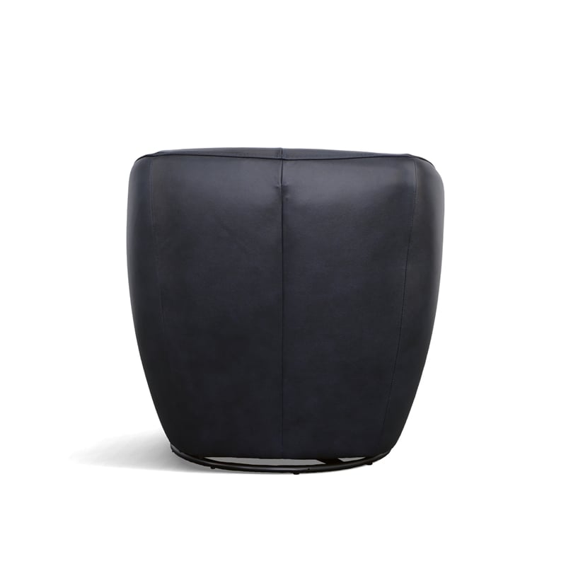 Home Square Leather Swivel Chair in Dark Blue Finish - Set of 2