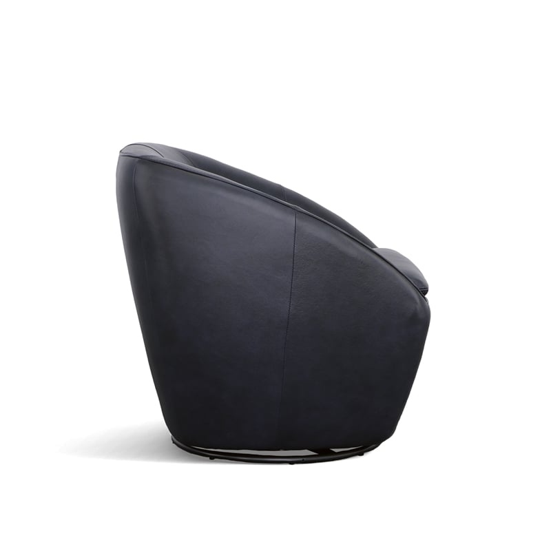 Home Square Leather Swivel Chair in Dark Blue Finish - Set of 2