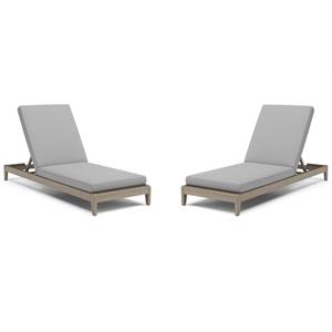 Home Square Wood Outdoor Chaise Lounge in Gray Finish - Set of 2
