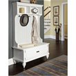 Home Square 2-Piece Set with Hall Tree and Storage Bench in Off White