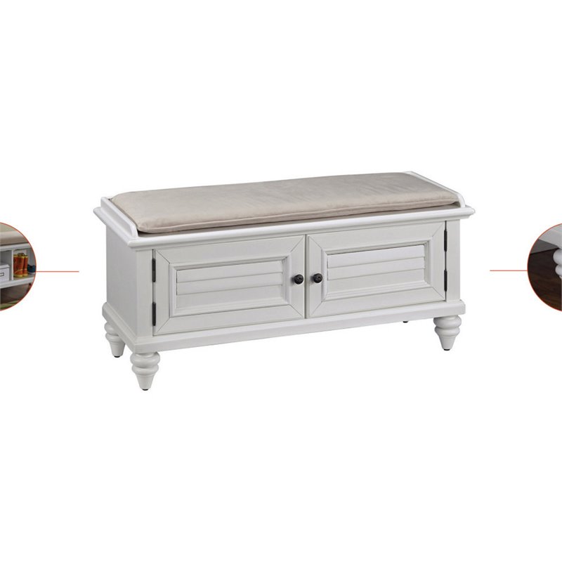 Home Square 2-Piece Set with Hall Tree and Storage Bench in Off White