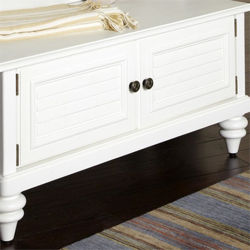 Home Square 2-Piece Set with Hall Tree and Storage Bench in Off White