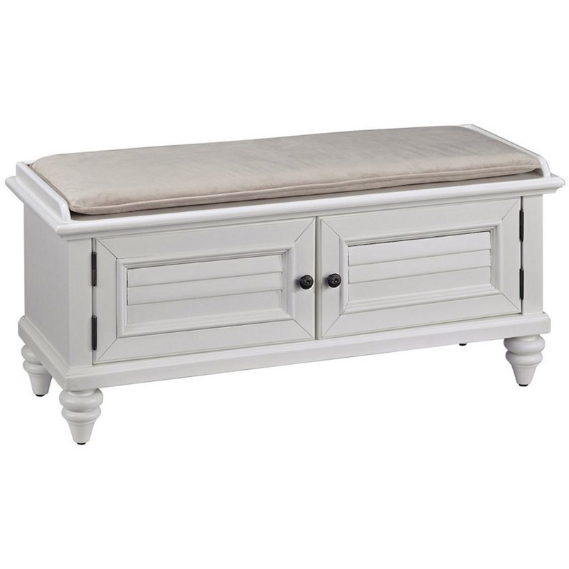 Home Square 2-Piece Set with Hall Tree and Storage Bench in Off White