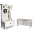 Home Square 2-Piece Set with Hall Tree and Storage Bench in Off White