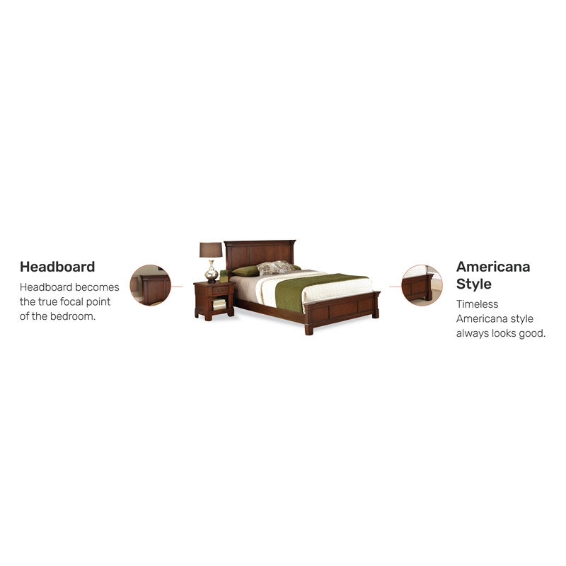 Home Square 3-Piece Set with 2 Nightstands and Queen Headboard in Brown