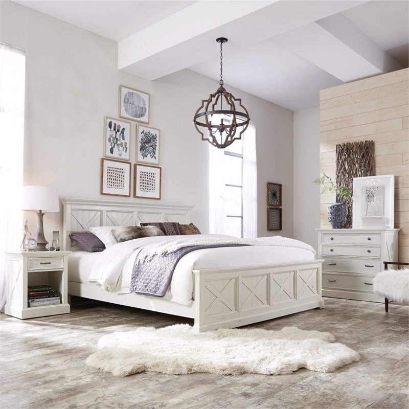 Home Square 4-Piece Set with Chest and King Headboard and 2 Nightstands