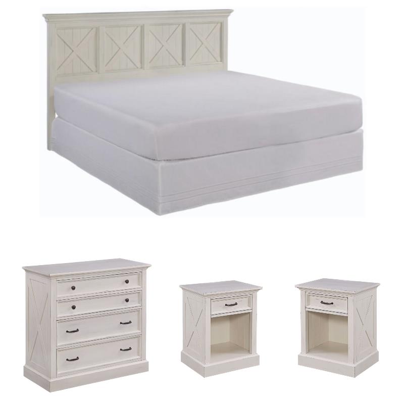 Home Square 4-Piece Set with Chest and King Headboard and 2 Nightstands
