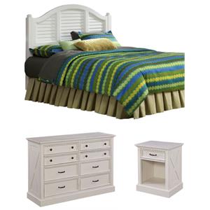 Home Square 3-Piece Set with Queen Headboard and Nightstand & Dresser