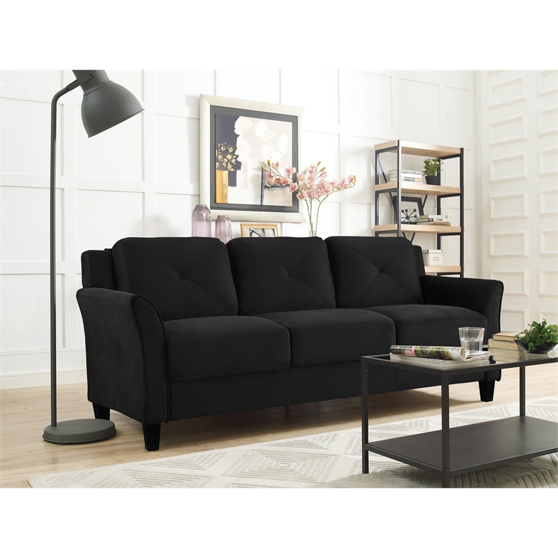 Home Square 3-Piece Set with Microfiber Chair & Loveseat & Sofa in Black