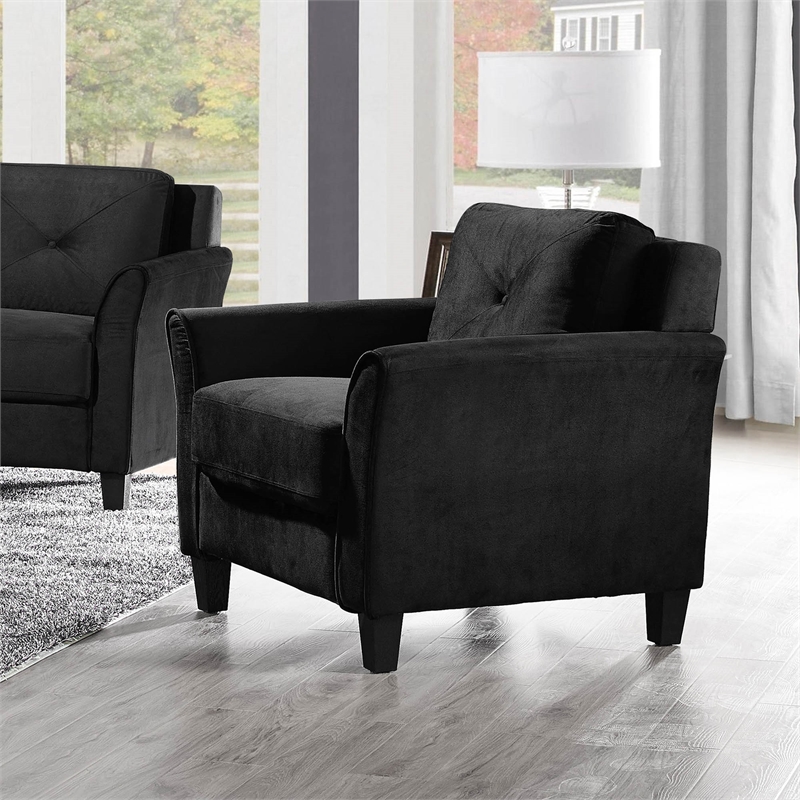 Home Square 3-Piece Set with Microfiber Chair & Loveseat & Sofa in Black