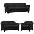 Home Square 3-Piece Set with Microfiber Chair & Loveseat & Sofa in Black