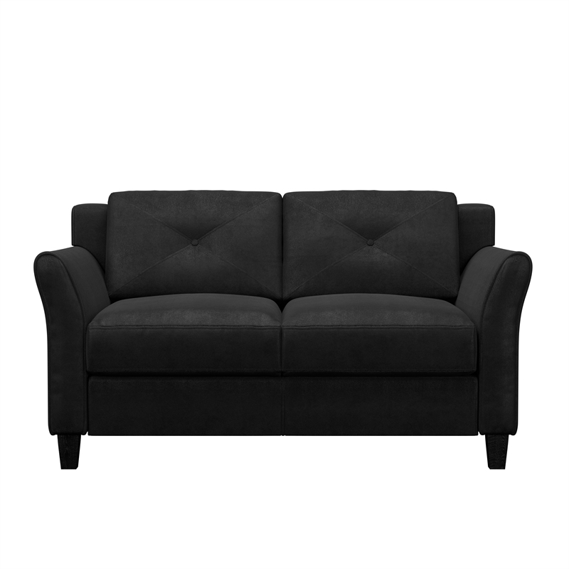 Home Square 2-Piece Set with Microfiber Loveseat & Chair in Black