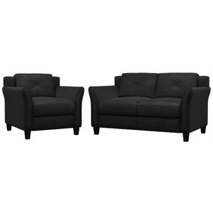 home square 2-piece set with microfiber loveseat & chair in black