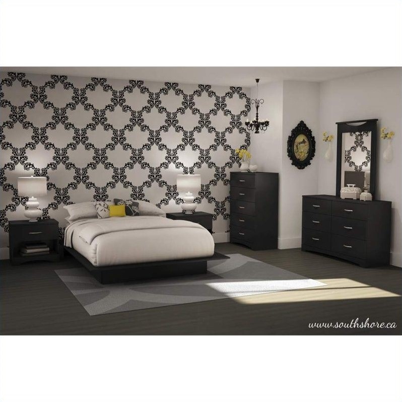 Home Square 3-Piece Set with Double Dresser & 5 Drawer Chest & Nightstand