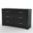 Home Square 2-Piece Set with 6 Drawer Dresser and Nightstand in Pure Black