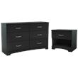 Home Square 2-Piece Set with 6 Drawer Dresser and Nightstand in Pure Black