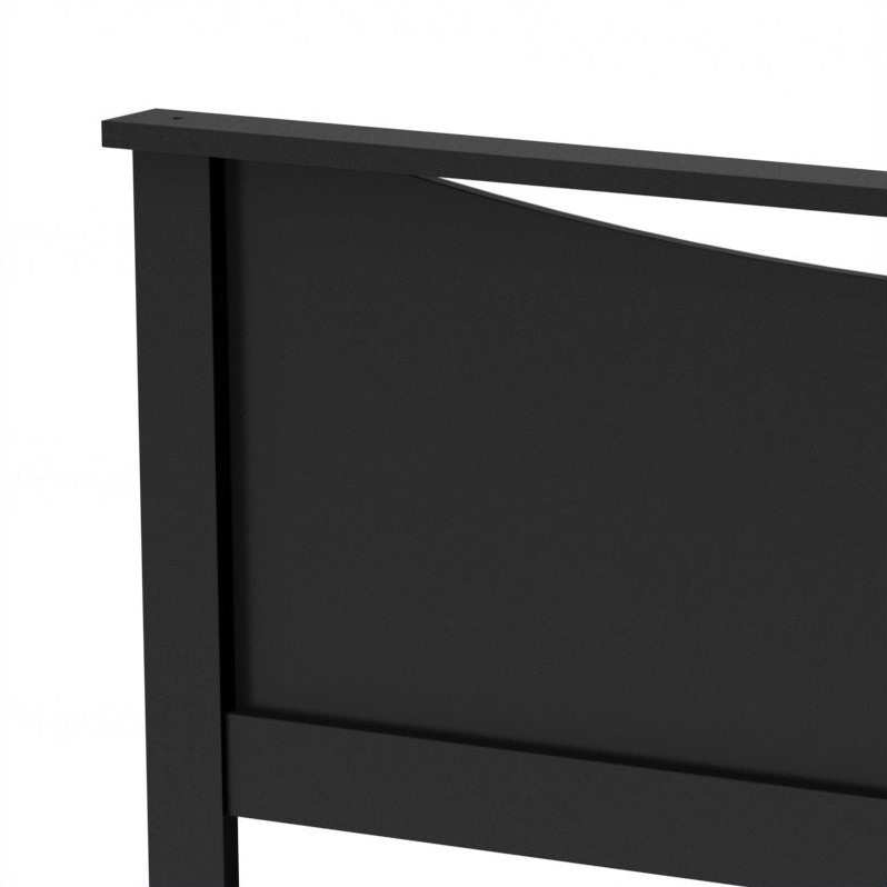 Home Square 2-Piece Set with Platform Bed and Queen Panel Headboard in Black