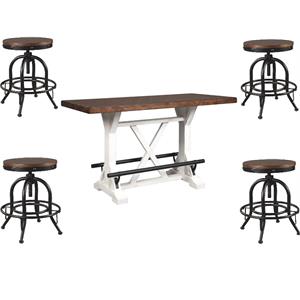 36&quot Dining Table with Adjustable Swivel Bar Stools Set in Brown and Black