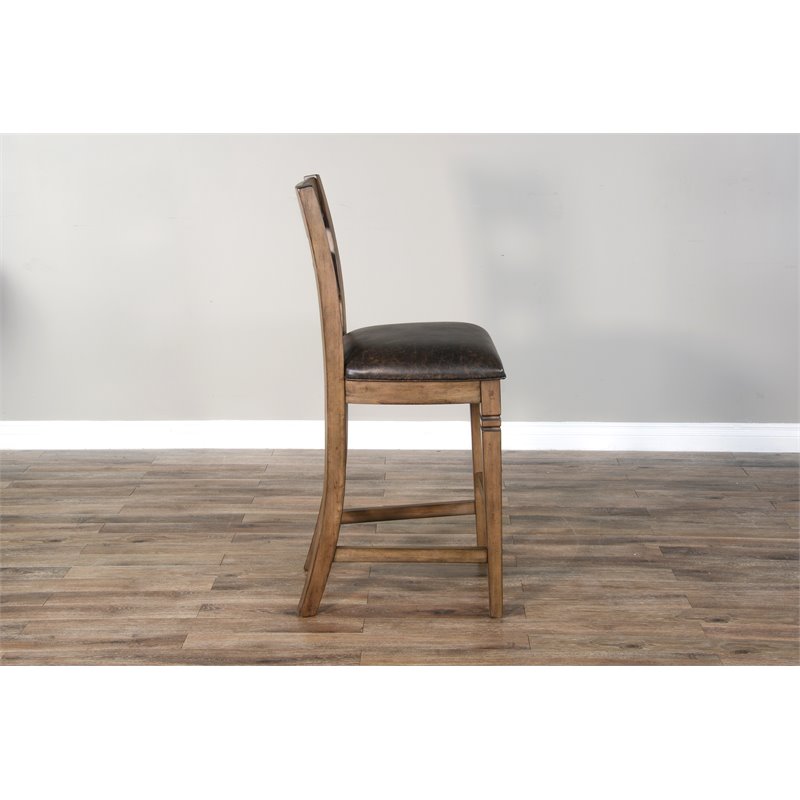 3 Piece Home Bar and Bar Stool Set in Taupe Brown