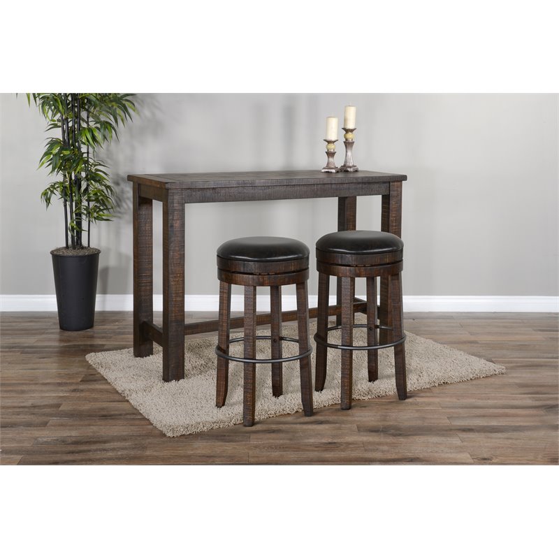 Home Bar and Swivel Bar Stool in Tobacco Leaf 3 Piece Set