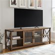 4 Piece Farmhouse TV Stand and Coffee Table and 2 End Tables Set in Rustic Oak
