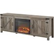 Farmhouse Fireplace TV Stand with Coffee Table and 2 End Tables Set in Gray Wash