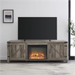 Farmhouse Fireplace TV Stand with Coffee Table and 2 End Tables Set in Gray Wash
