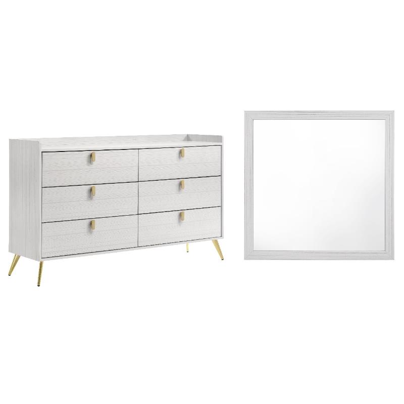 Home Square 2-Piece Set with Dresser and Mirror in White Finish