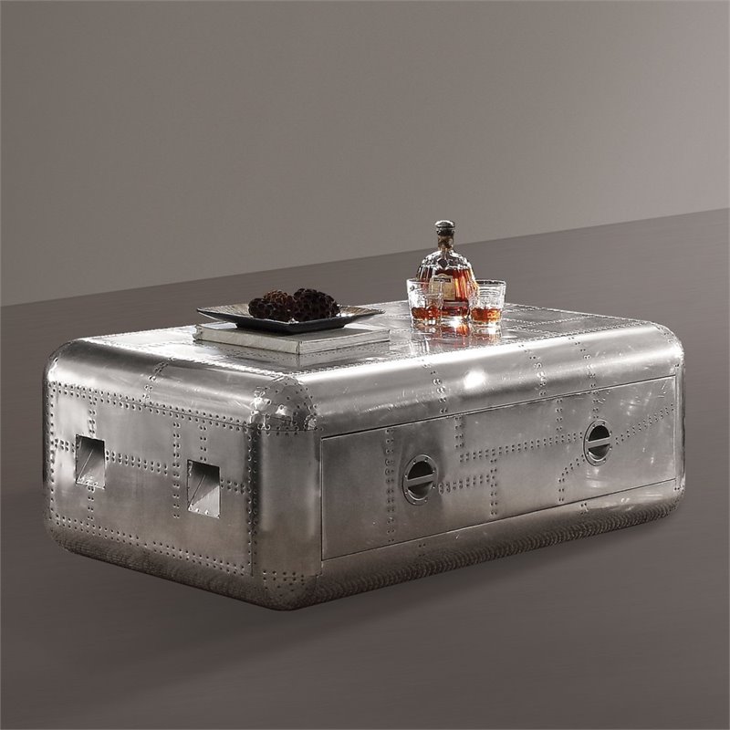 Home Square 2-Piece Set with Leather Sofa and Square Coffee Table