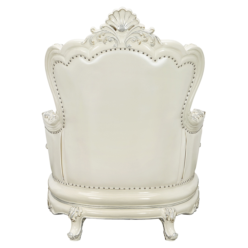 Home Square 3-Piece Set with Faux Leather Loveseat & Chair & Sofa in White