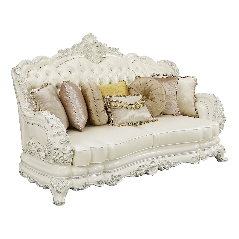 Home Square 3-Piece Set with Faux Leather Loveseat & Chair & Sofa in White