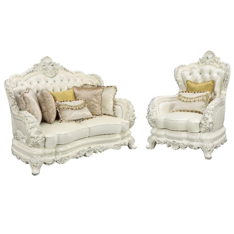 Home Square 2-Piece Set with Faux Leather Loveseat & Faux Leather Chair